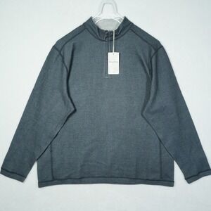 Tommy Bahama Bayview Reversible Half Zip Pullover XXL Obsidian Night Grey